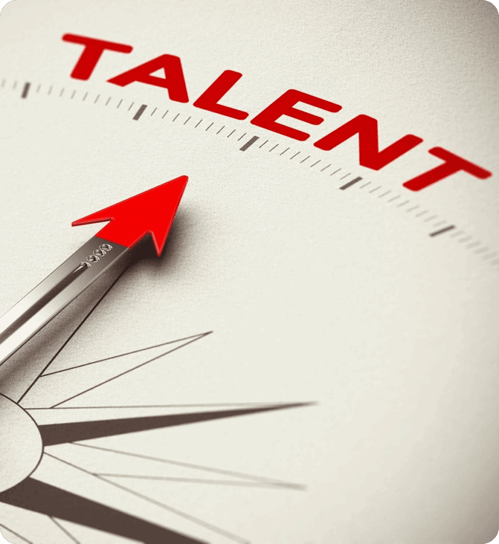 Compass needle pointing towards the word "Talent".