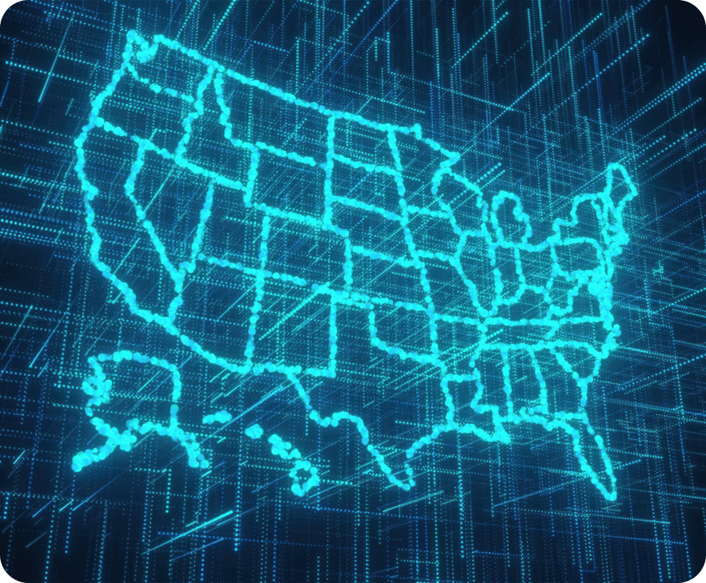 Digital map of the United States.